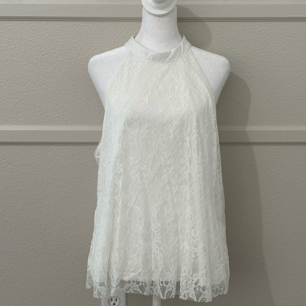 SHEIN White Lace Sleeveless Blouse